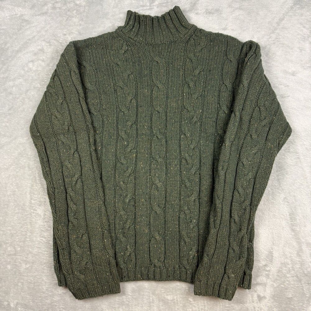 American Eagle Outfitters Sweater Mens M Green Donegal Cable Mock Neck Knit